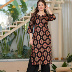 Women's Rayon Straight Kurta & Palazzo with Dupatta Set