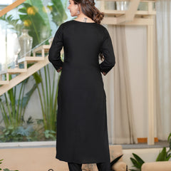 Women's Rayon Flared Kurta & Pants with Dupatta Set