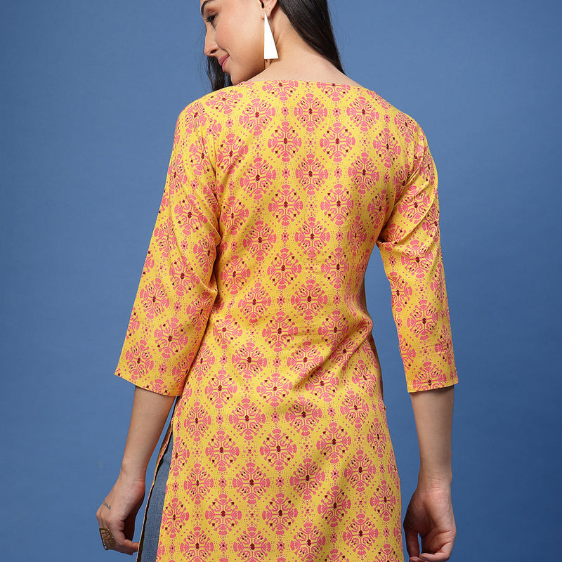 New Rayon Ethnic Motifs Printed Short Kurti