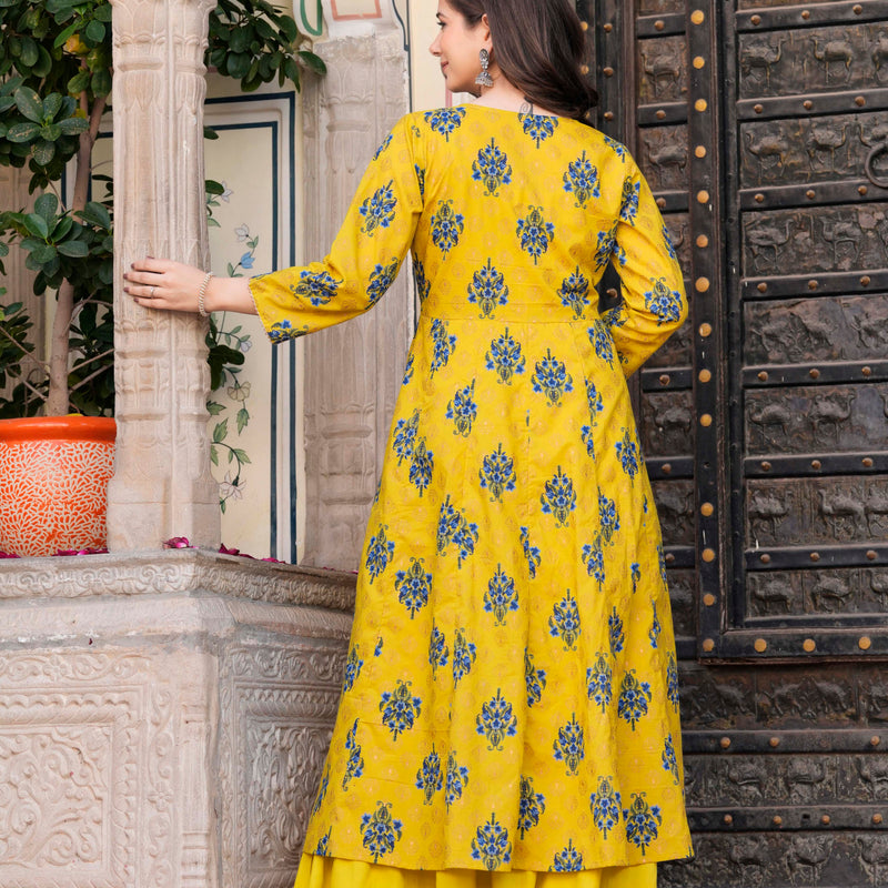Women Floral Print Long Dress with Shrug Set