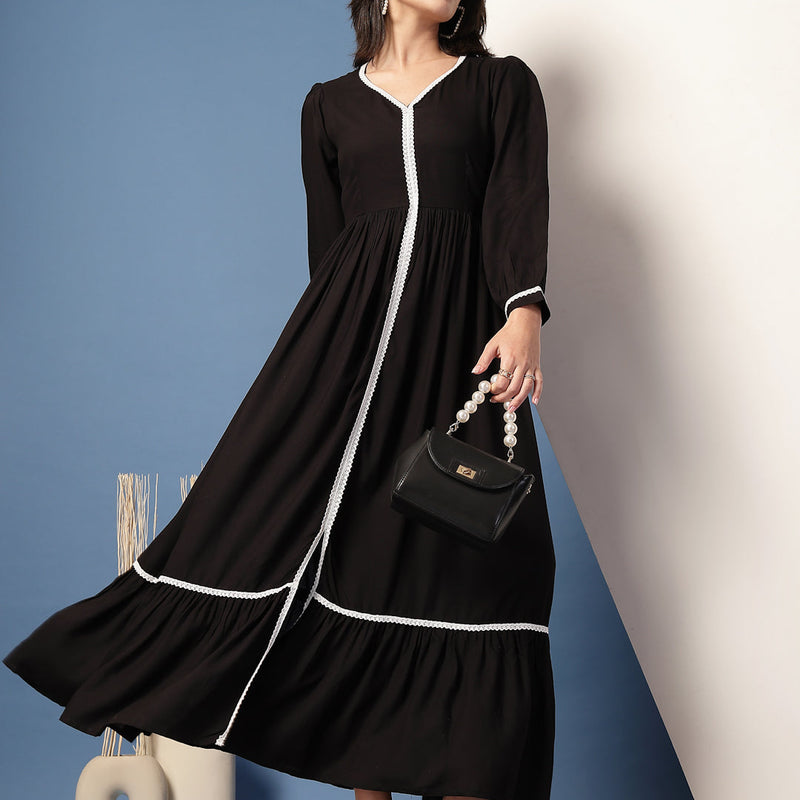 Women V-Neck Fit & Flare Dress
