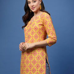 New Rayon Ethnic Motifs Printed Short Kurti