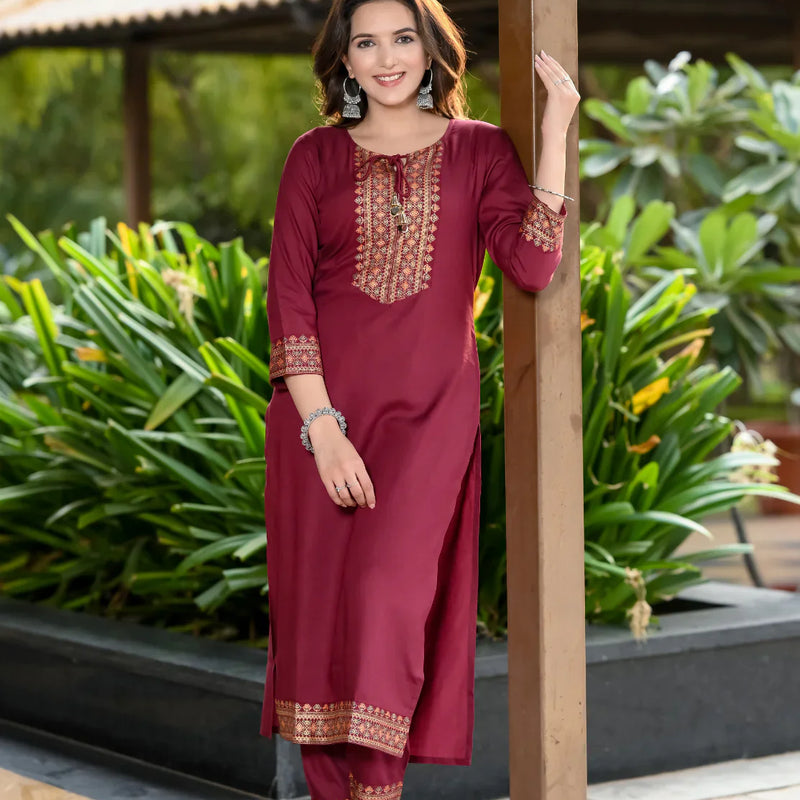 Women Viscose Rayon Kurta Pant Dupatta Set