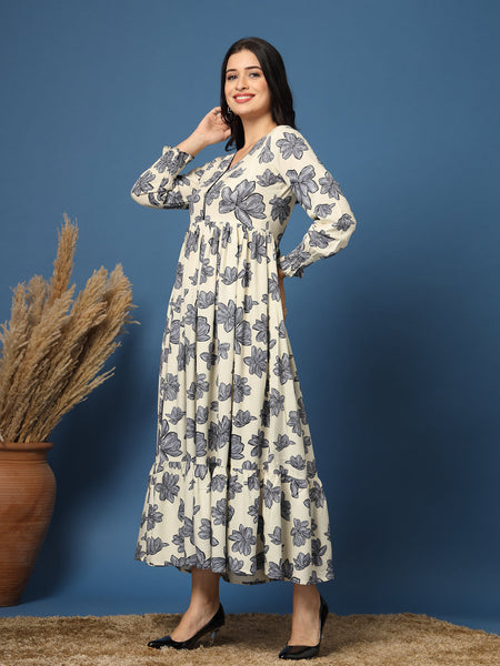 Women's Floral Print Fit & Flare Dress