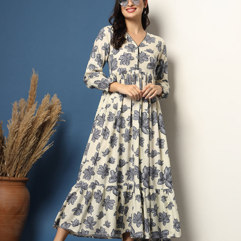 Women's Floral Print Fit & Flare Dress