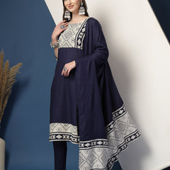 Women’s Printed Straight Kurta Suit Set