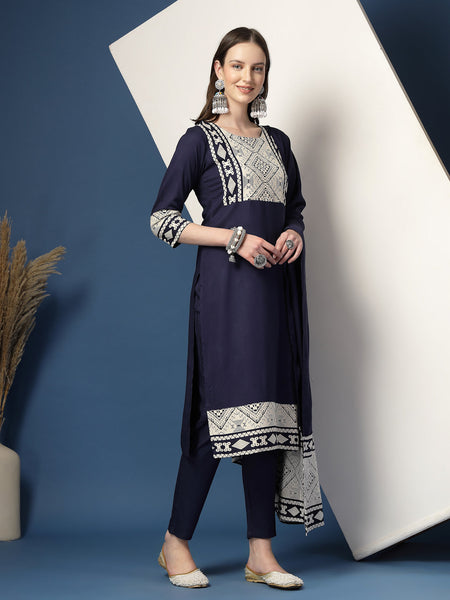 Women’s Printed Straight Kurta Suit Set