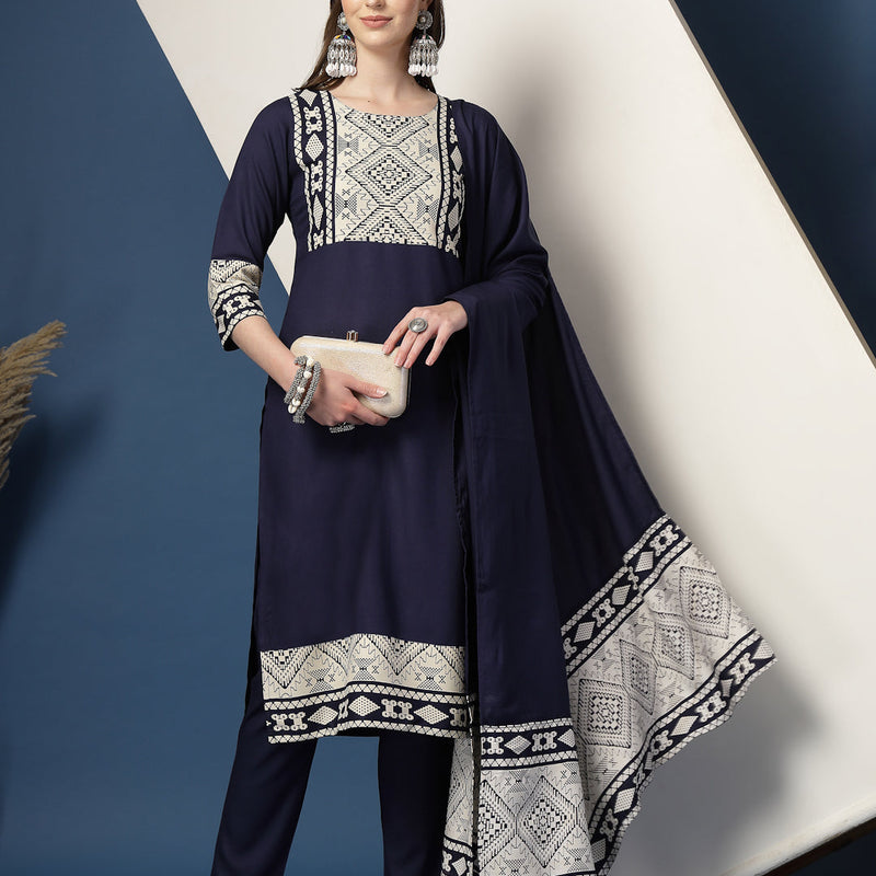 Women’s Printed Straight Kurta Suit Set