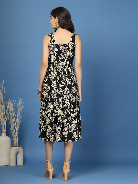 Women's Floral Print Fit & Flare Dress