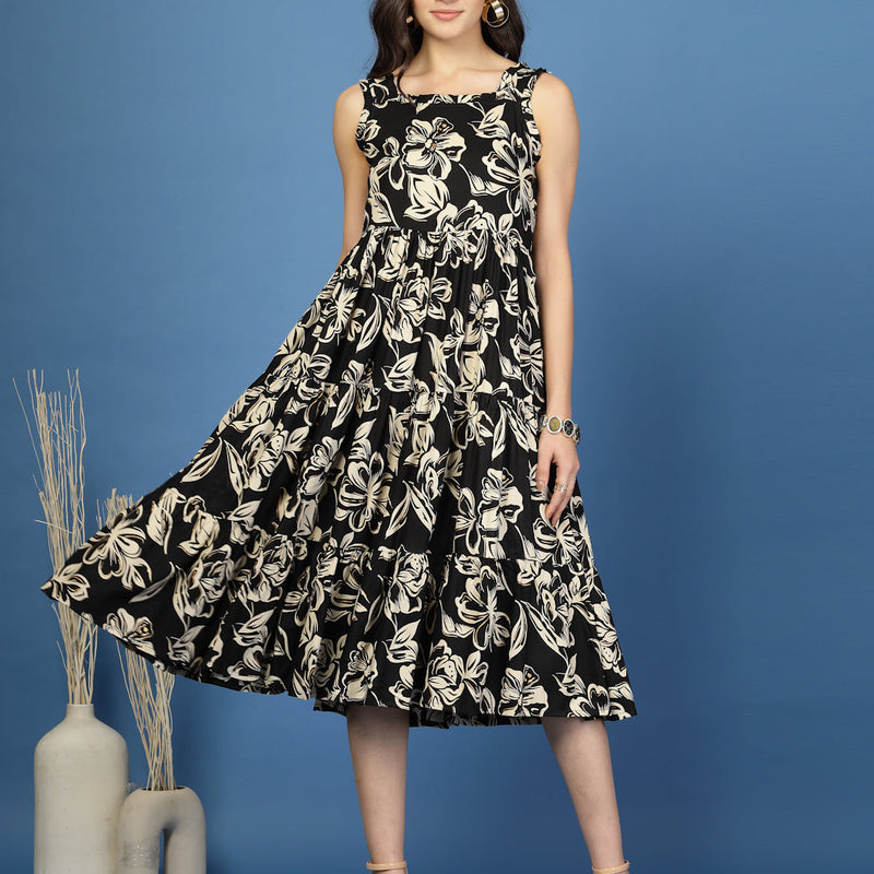 Women's Floral Print Fit & Flare Dress