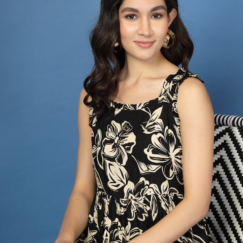 Women's Floral Print Fit & Flare Dress