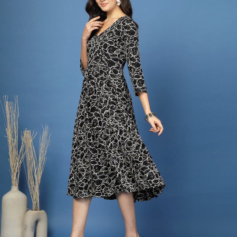 Women's Abstract Print Fit & Flare Dress