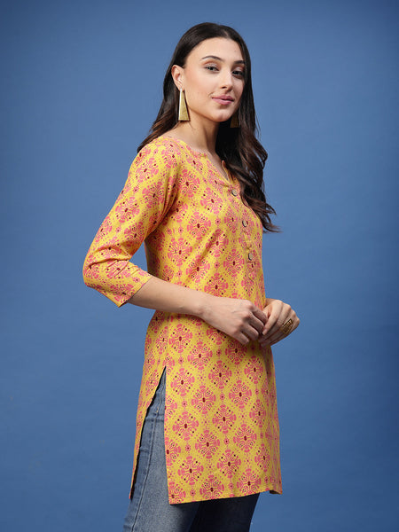 New Rayon Ethnic Motifs Printed Short Kurti