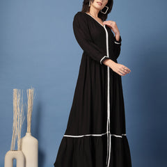 Women V-Neck Fit & Flare Dress