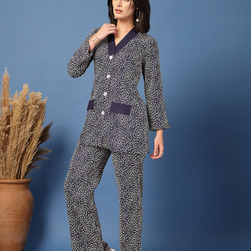 Women V-Neck Nightwear Set