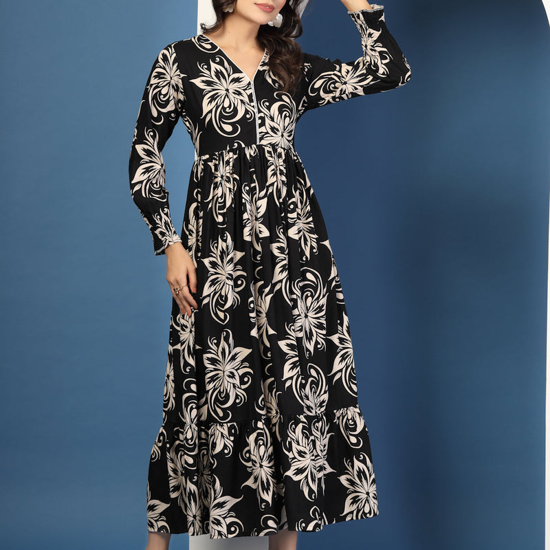 Women's Floral Print Fit & Flare Dress