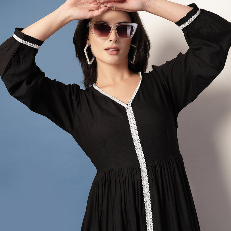 Women V-Neck Fit & Flare Dress
