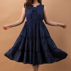 Women's Polka Print Fit & Flare Dress
