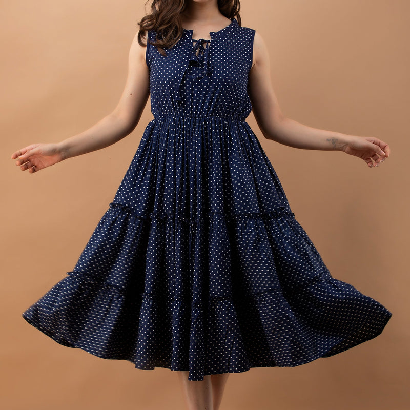 Women's Polka Print Fit & Flare Dress