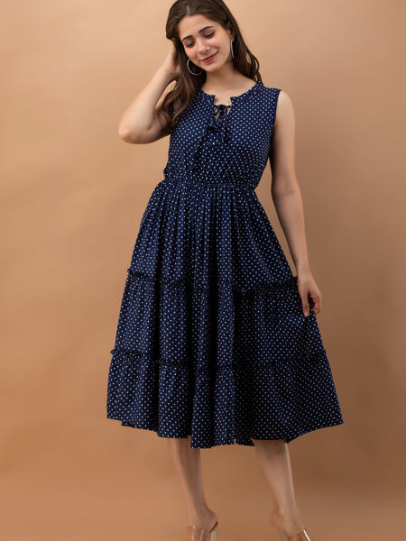 Women's Polka Print Fit & Flare Dress