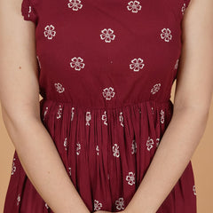 Women's Floral Print Fit & Flare Dress