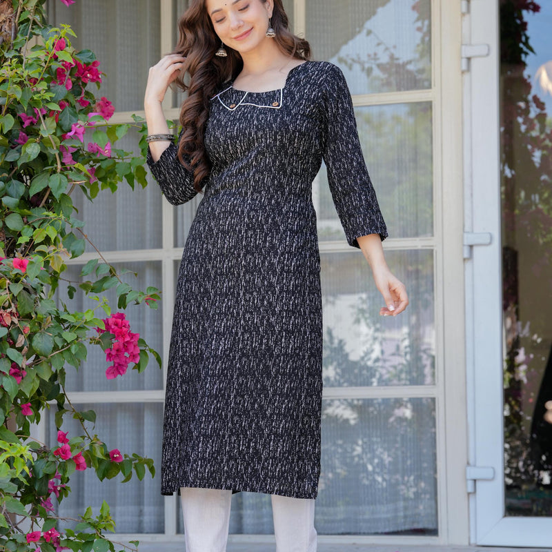 Women's Printed Straight Rayon Kurta