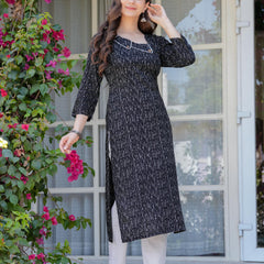 Women's Printed Straight Rayon Kurta