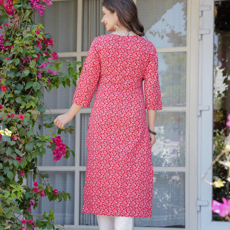 Women's Printed Straight Cotton Kurta