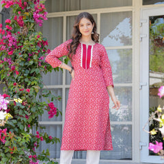 Women's Printed Straight Cotton Kurta