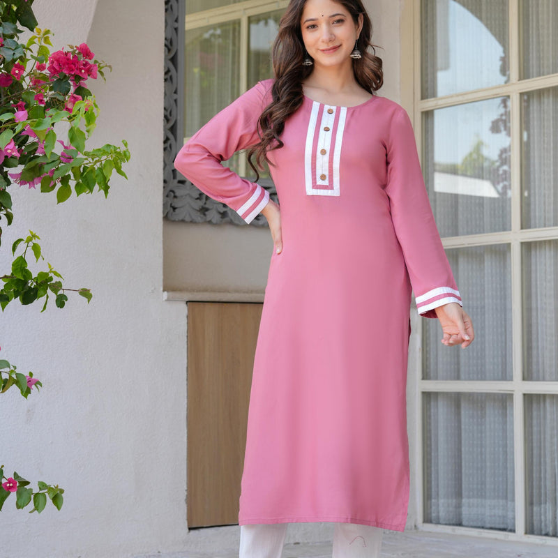 Women's  Stylish Straight Rayon Kurta