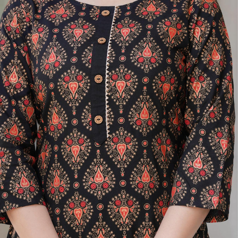 Women's Rayon Flared Kurta & Pants with Dupatta Set