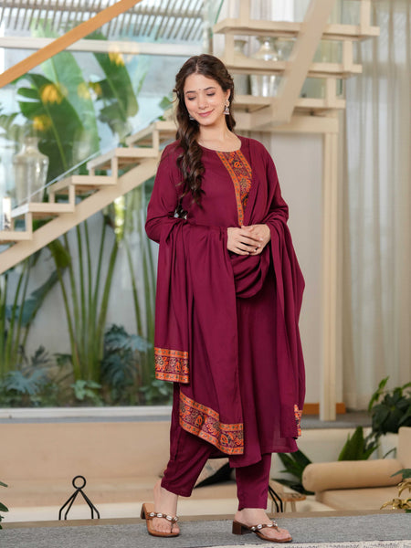 Women's Rayon Straight Kurta & Pants with Dupatta set