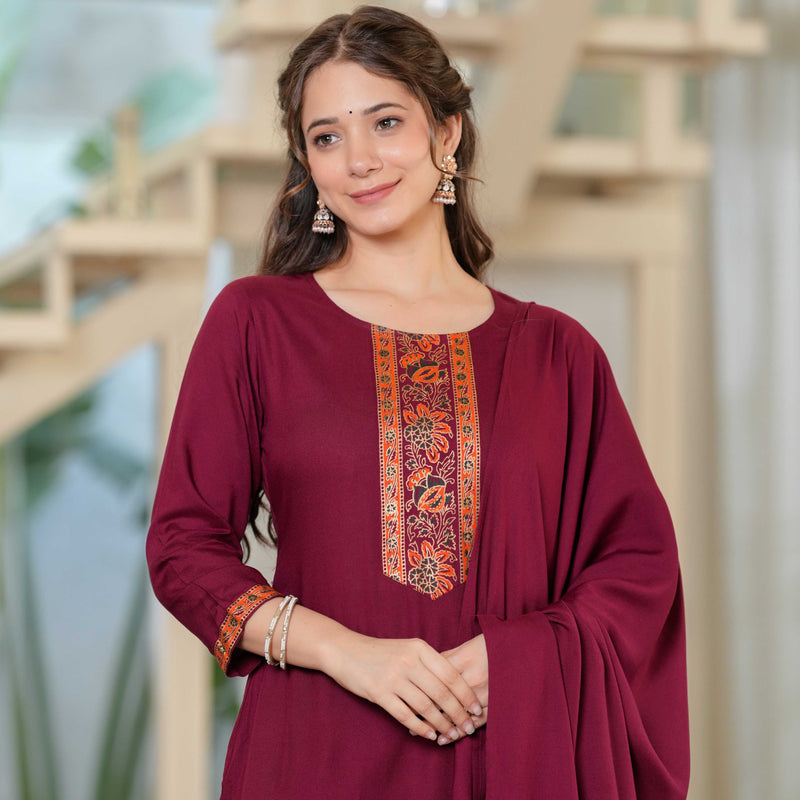 Women's Rayon Straight Kurta & Pants with Dupatta set