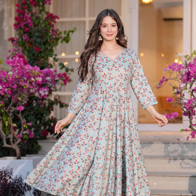 Women's Printed Anarkali Rayon Kurta