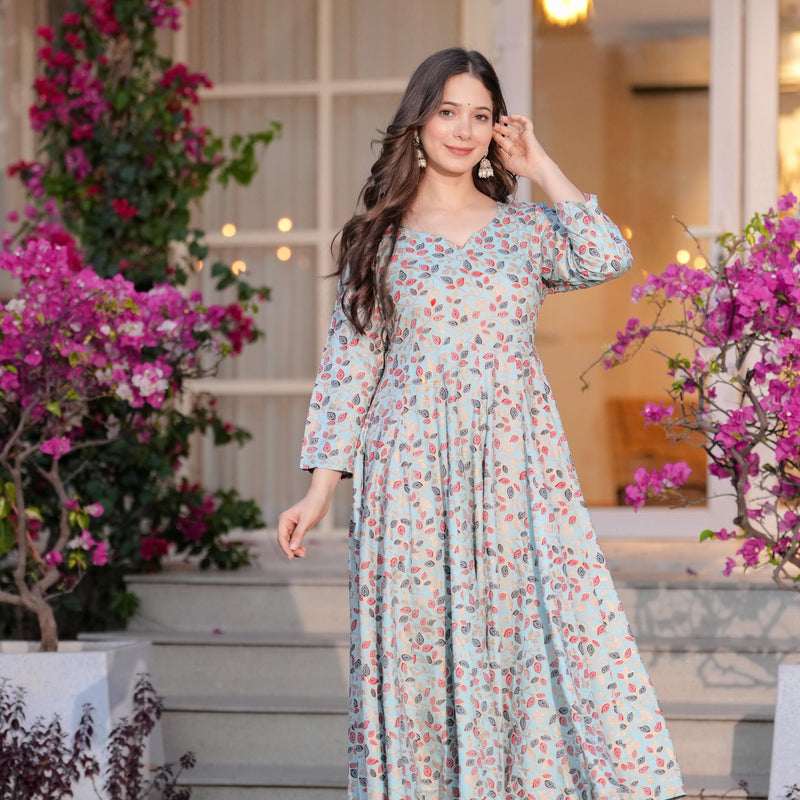Women's Printed Anarkali Rayon Kurta