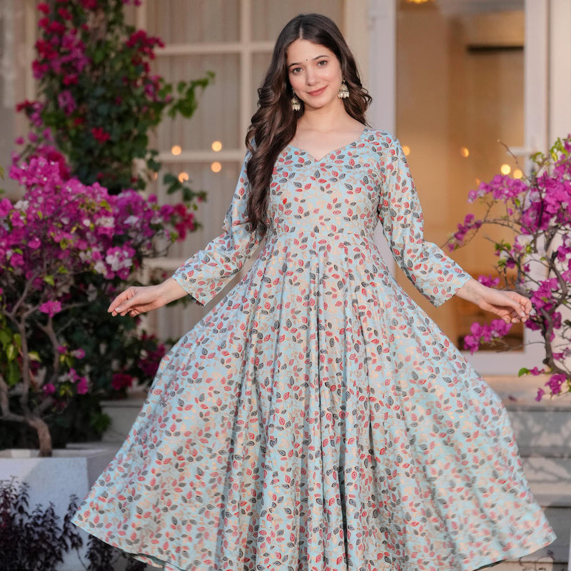 Women's Printed Anarkali Rayon Kurta