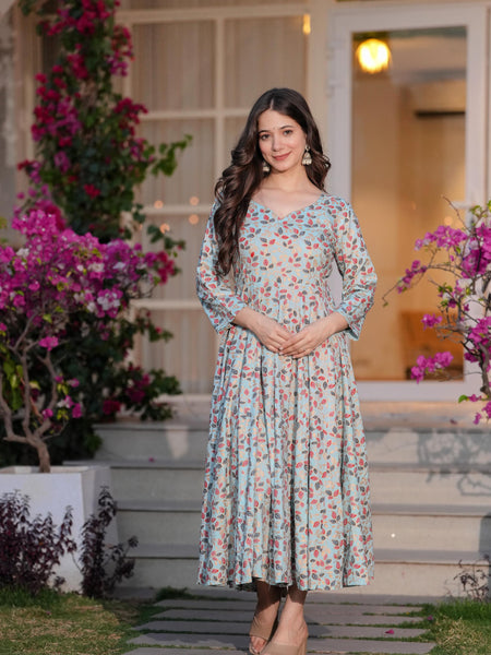 Women's Printed Anarkali Rayon Kurta