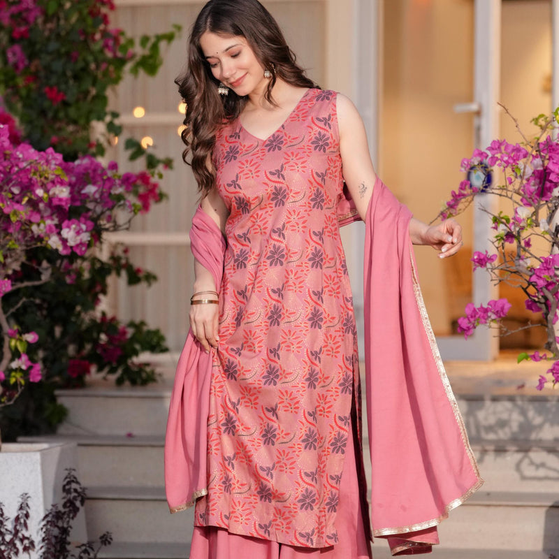 Women's Rayon Straight Kurta & Skirt with Dupatta set