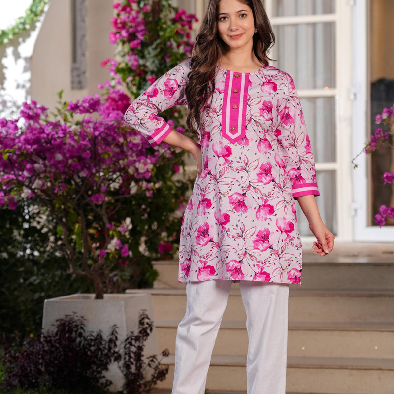 Women's Printed Straight Cotton  Kurta