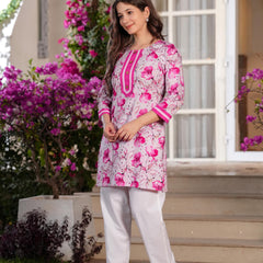 Women's Printed Straight Cotton  Kurta