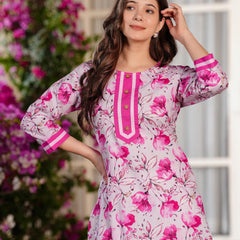 Women's Printed Straight Cotton  Kurta