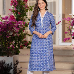 Women's Printed Straight Cotton  Kurta