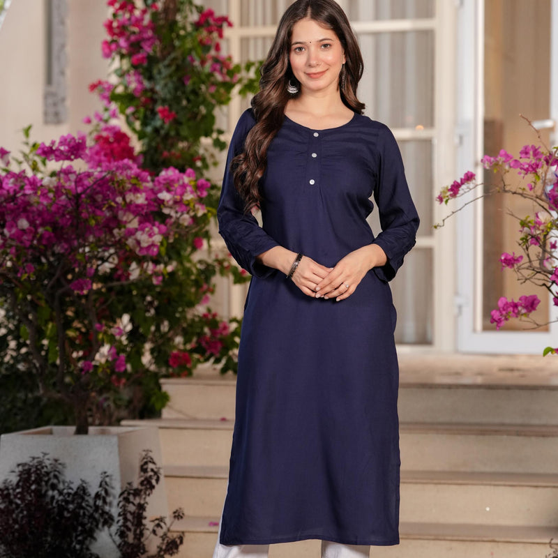 Women's Printed Straight Rayon  Kurta
