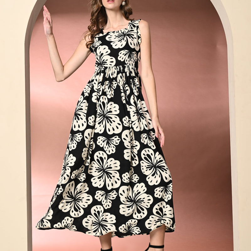 Women's Floral Print Fit & Flare Dress