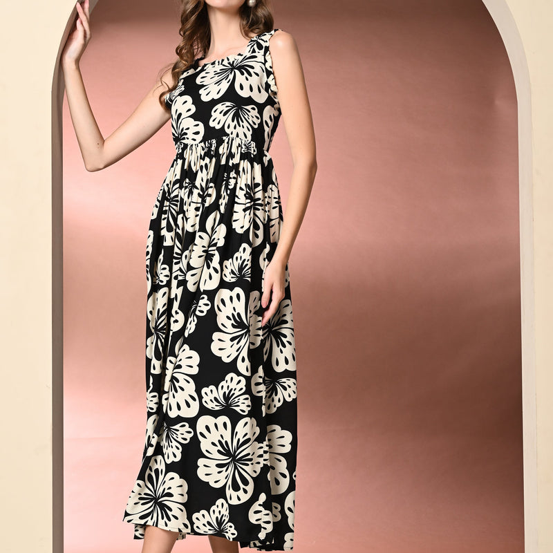 Women's Floral Print Fit & Flare Dress
