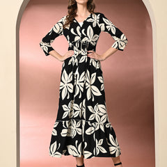 Women's Floral Print Fit & Flare Dress
