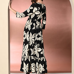 Women's Floral Print Fit & Flare Dress