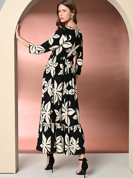 Women's Floral Print Fit & Flare Dress