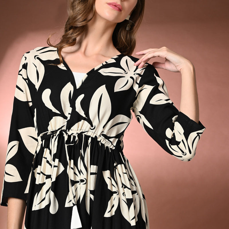 Women's Floral Print Fit & Flare Dress