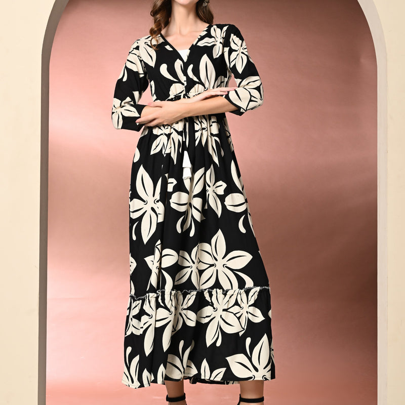 Women's Floral Print Fit & Flare Dress